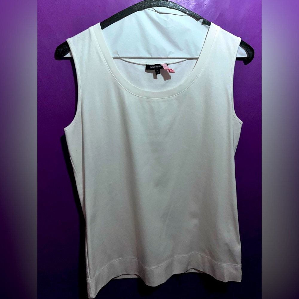 LAFAYETTE 148 New York Womens Cream Sleeveless cotton/ elastane shirt/-Small